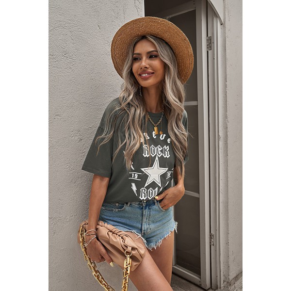 Forever Rock And Roll Graphic Crop Top